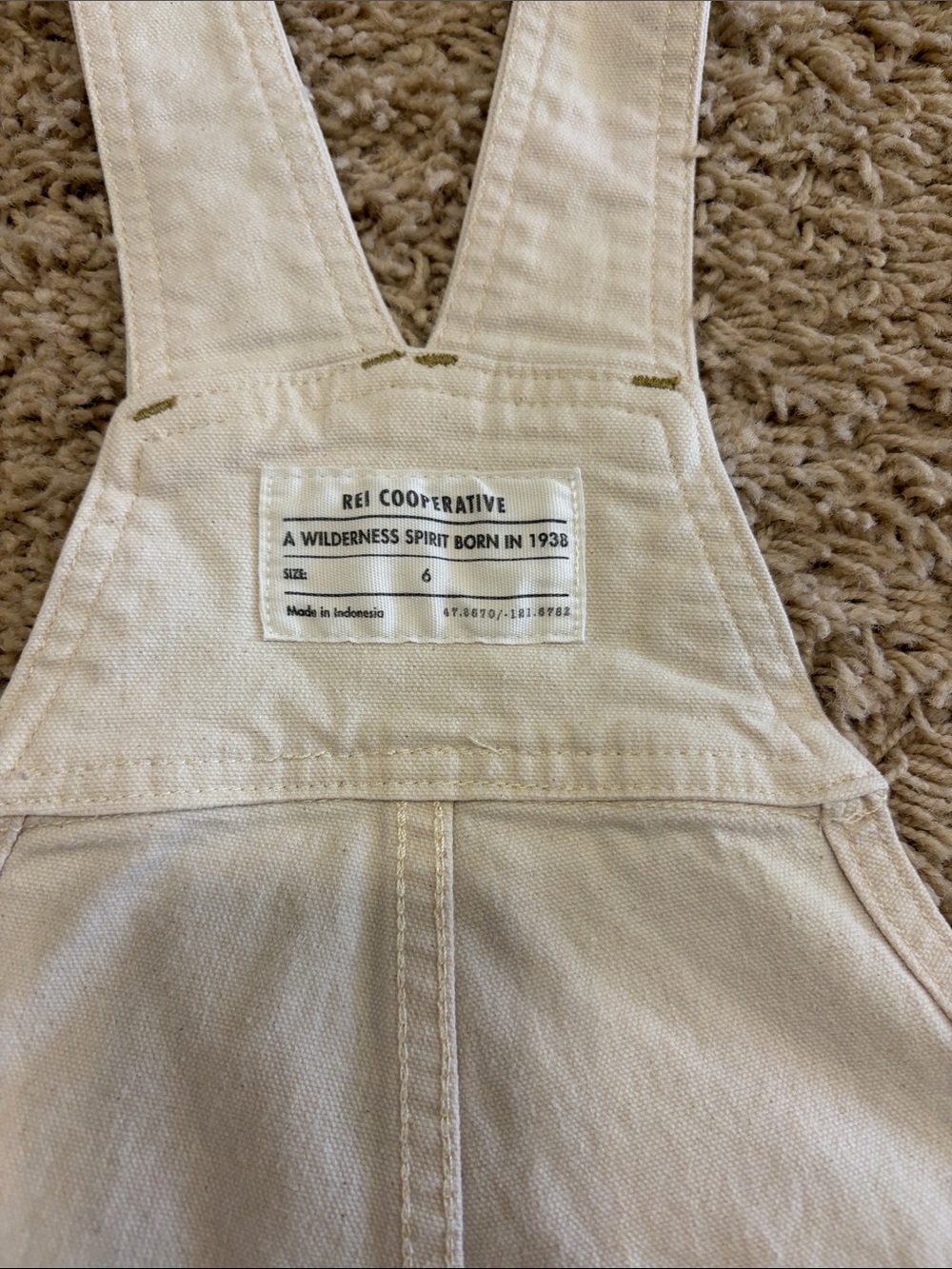 EUC REI Cooperative Trailsmith Cream Utility Painters Overalls, Womens 6 - Picture 5 of 14